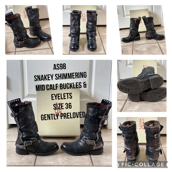 AS98 Black Moto Style Boots Preloved Size 36 - Picture 6 of 6